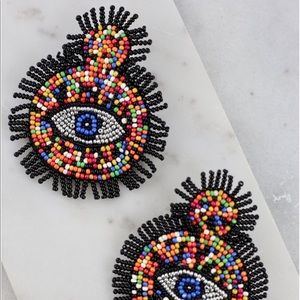 Seed bead evil eye earring